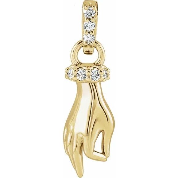 Kazi Luxury 14K Yellow Gold .05 CTW Natural Diamond Hand of Buddha Pendant,All Products : American Fashion Style Bags On Sale